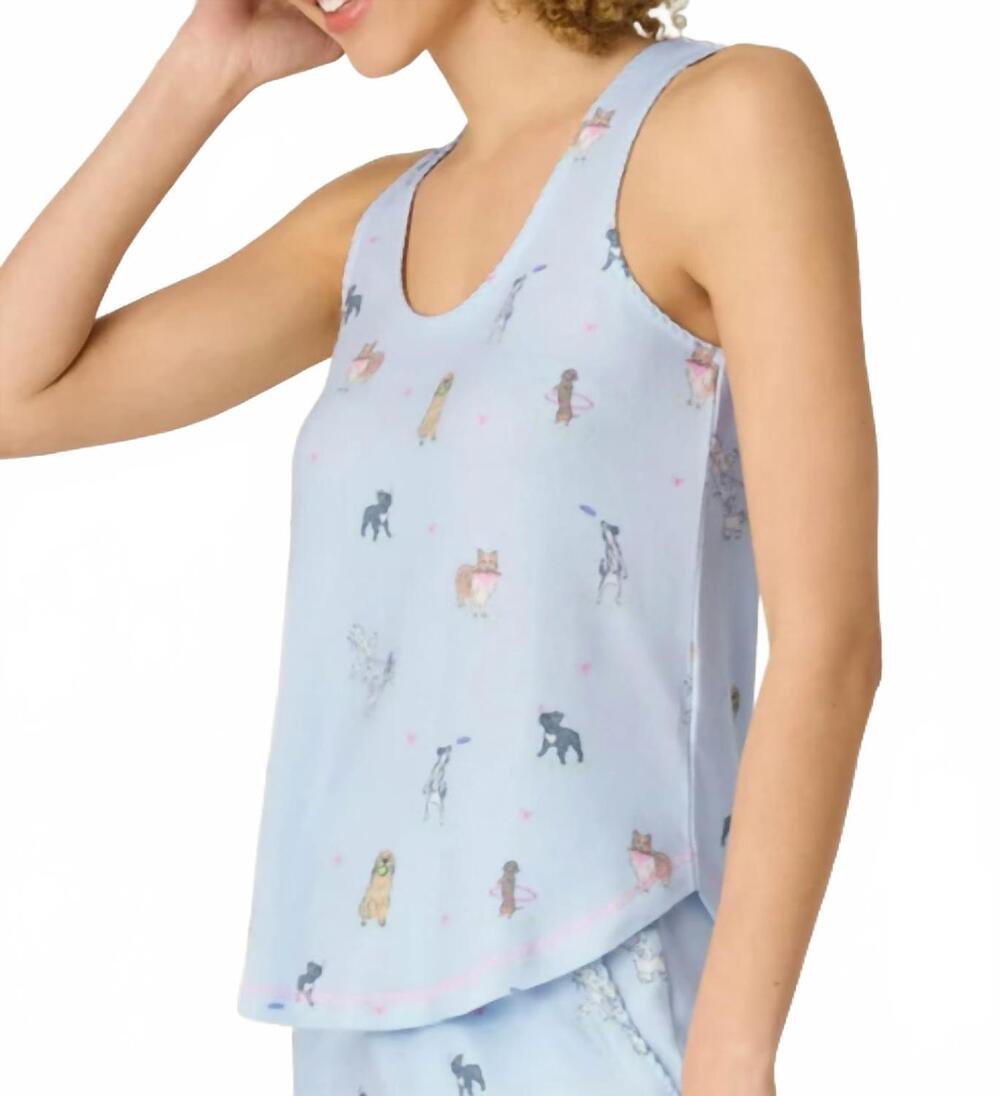 NEW PJ SALVAGE women's bark park tank top in light blue - Picture 2 of 2